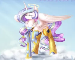 Size: 1200x958 | Tagged: safe, artist:spittfireart, derpibooru import, princess celestia, alicorn, pony, beautiful, halo, solo