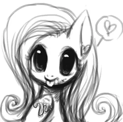 Size: 1280x1268 | Tagged: safe, artist:cizu, derpibooru import, fluttershy, pony, food, grayscale, heart, image, jam, jpeg, monochrome, pictogram, solo, tongue out, traditional art