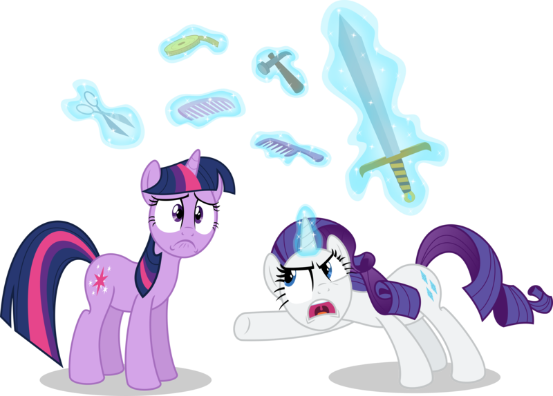 Size: 13823x9926 | Tagged: absurd resolution, artist:psyxofthoros, comb, derpibooru import, hammer, insulting rarity, measuring tape, rarity, safe, scissors, simple background, sword, transparent background, twilight sparkle, vector