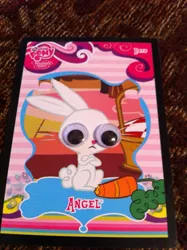Size: 775x1037 | Tagged: safe, derpibooru import, angel bunny, googly eyes, special eyes, trading card