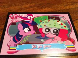 Size: 1280x956 | Tagged: derpibooru import, googly eyes, pinkie pie, safe, special eyes, trading card, twilight sparkle