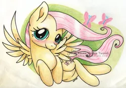 Size: 1024x717 | Tagged: artist:emfen, derpibooru import, fluttershy, safe, solo, traditional art