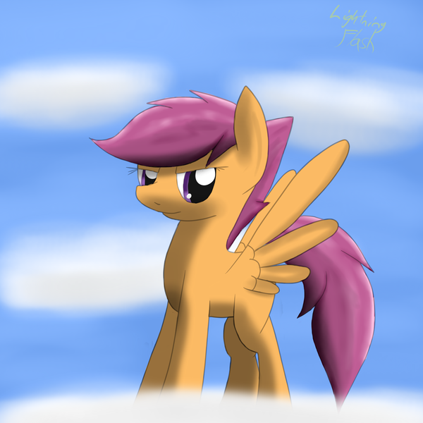 Size: 2600x2600 | Tagged: safe, artist:flashiest lightning, derpibooru import, scootaloo, pegasus, pony, cutie mark, cutie mark crusaders, older, teenager