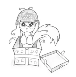 Size: 2000x2026 | Tagged: safe, artist:agamnentzar, derpibooru import, derpy hooves, pegasus, pony, box, cap, female, hat, mare, underp