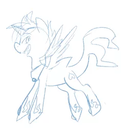 Size: 500x500 | Tagged: alicorn, alicorn oc, artist:mt, derpibooru import, fangs, hippocampus, merpony, monochrome, oc, original species, safe, shark pony, sketch, unofficial characters only