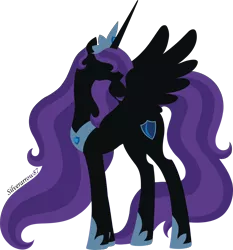 Size: 5482x5887 | Tagged: safe, artist:silverarrow87, derpibooru import, oc, oc:nyx, unofficial characters only, alicorn, pony, fanfic:past sins, absurd resolution, alicorn oc, cutie mark, fanfic art, female, hooves, horn, jewelry, lineless, mare, minimalist, older, princess, regalia, signature, simple background, solo, spread wings, tiara, transparent background, vector, wings