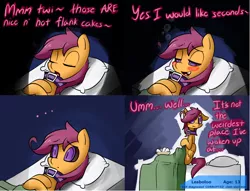 Size: 1700x1300 | Tagged: artist:serendipity-kitty, comic, dream, female, lesbian, lesboloo, scootaloo, suggestive, the coop