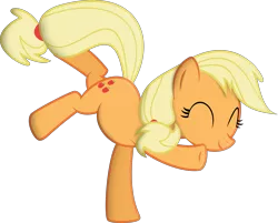 Size: 7552x6069 | Tagged: absurd resolution, applejack, artist:yetioner, dancing, derpibooru import, eyes closed, happy, hatless, missing accessory, safe, simple background, solo, .svg available, transparent background, vector