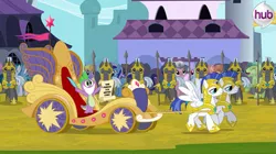 Size: 899x503 | Tagged: safe, derpibooru import, edit, edited screencap, screencap, cloud kicker, minuette, spike, crystal pony, pony, magical mystery cure, exploitable meme, le ruse master, meme, royal guard, spear, twimobile, weapon