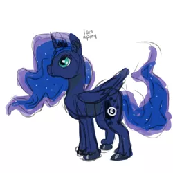 Size: 1500x1500 | Tagged: safe, artist:weepysheep, deleted from derpibooru, derpibooru import, princess luna, alicorn, pony, simple background, smiling, solo, unshorn fetlocks, white background