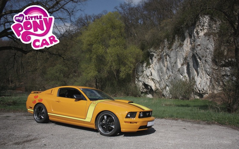 Size: 1280x800 | Tagged: applejack, artist:shadowbolt240z, car, derpibooru import, ford, mustang, safe