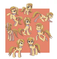 Size: 1415x1475 | Tagged: safe, artist:yulyeen, derpibooru import, oc, oc:dolly, unofficial characters only, earth pony, pony, angry, bipedal, confident, confused, expressions, eyes closed, female, filly, floppy ears, happy, lidded eyes, open mouth, raised eyebrow, raised hoof, rear view, running, side view, sitting, trotting