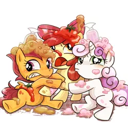 Size: 512x494 | Tagged: apple bloom, artist:ichigoaimin, blushing, crying, cutie mark crusaders, derpibooru import, messy, safe, scootaloo, sweetie belle