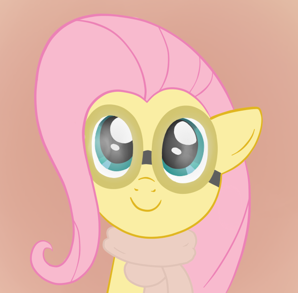 Size: 620x609 | Tagged: artist:fluttershyfree, clothes, cute, derpibooru import, fluttershy, goggles, pilot, safe, scarf, smiling, solo