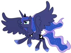 Size: 6000x4500 | Tagged: safe, artist:90sigma, derpibooru import, princess luna, alicorn, pony, .svg available, absurd resolution, ethereal mane, female, flying, mare, simple background, solo, spread wings, starry mane, svg, transparent background, vector, wings