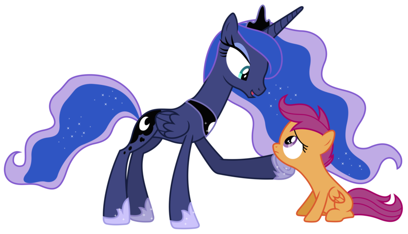 Size: 8000x4600 | Tagged: safe, artist:90sigma, derpibooru import, princess luna, scootaloo, alicorn, pegasus, pony, sleepless in ponyville, .svg available, absurd resolution, female, filly, mare, sad, simple background, svg, transparent background, vector