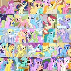 Size: 1000x1000 | Tagged: safe, derpibooru import, edit, edited screencap, screencap, amethyst star, berry punch, berryshine, bon bon, candy mane, carrot top, cherry berry, cloud kicker, daisy, derpy hooves, dizzy twister, flower wishes, golden harvest, lemon hearts, lightning bolt, lily, lily valley, linky, lyra heartstrings, merry may, minuette, orange swirl, parasol, rainbow dash, rainbowshine, rarity, roseluck, sassaflash, sea swirl, seafoam, shoeshine, spring melody, sprinkle medley, sunshower raindrops, sweetie drops, twinkleshine, white lightning, earth pony, pegasus, pony, unicorn, a bird in the hoof, applebuck season, call of the cutie, fall weather friends, friendship is magic, look before you sleep, sonic rainboom (episode), swarm of the century, the show stoppers, the ticket master, background pony, background pony chart, chart, collage, female, mare, opening