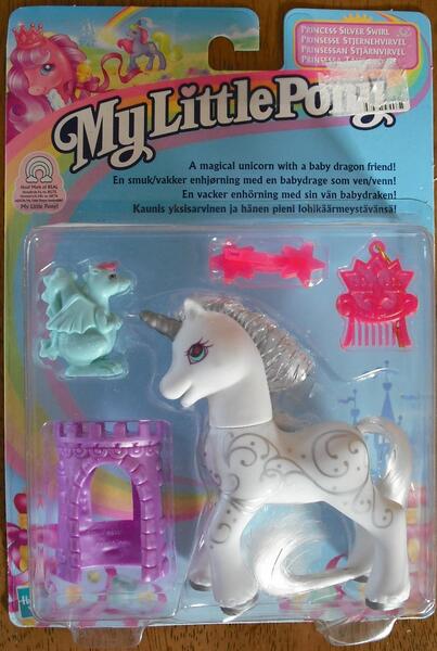 Size: 844x1258 | Tagged: safe, derpibooru import, official, photographer:absol, princess silver swirl, dragon, g2, box, castle, comb, image, jpeg, multilingual packaging, toy, zip-zip