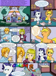 Size: 2550x3509 | Tagged: applejack, artist:razmere, berserk, comic, comic:warhorse, crossover, derpibooru import, farnese, human, rainbow dash, rarity, safe, serpico