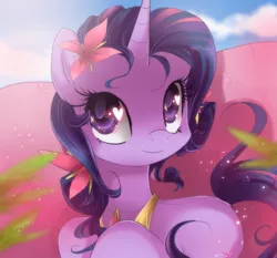 Size: 744x692 | Tagged: dead source, safe, artist:loyaldis, derpibooru import, twilight sparkle, pony, unicorn, alternate hairstyle, female, heart eyes, smiling, solo, unicorn twilight, wingding eyes