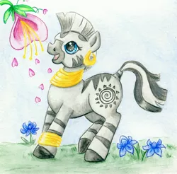 Size: 4149x4081 | Tagged: absurd resolution, artist:rayechu, derpibooru import, safe, traditional art, zebra, zecora