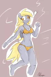 Size: 800x1200 | Tagged: anthro, armpits, artist:alasou, belly button, bikini, breasts, busty derpy hooves, cleavage, clothes, derpibooru import, derpy hooves, female, no toes, plantigrade anthro, sketchy, solo, solo female, suggestive, swimsuit