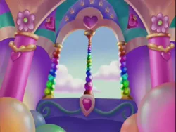 Size: 640x480 | Tagged: safe, derpibooru import, background, ball room, ballroom, g3, greetings from unicornia, pretty, rainbows, window