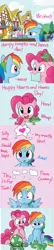 Size: 492x2280 | Tagged: safe, artist:bambooharvester, derpibooru import, carrot top, golden harvest, gummy, pinkie pie, rainbow dash, tank, written script, ask, comic, dialogue, goldenscript, hearts and hooves day, pet, pinkiedash, shipping, shipping denied, tumblr