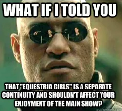 Size: 332x302 | Tagged: safe, derpibooru import, equestria girls, barely pony related, equestria girls drama, image macro, meme, morpheus, the matrix, truth, what if i told you