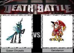 Size: 981x700 | Tagged: death battle, derpibooru import, digimon, garudamon, queen chrysalis, safe