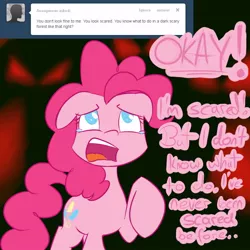 Size: 1000x1000 | Tagged: safe, artist:crade, derpibooru import, pinkie pie, earth pony, pony, ask, clone, pinkie clone, pinkie pie the second, scared, solo, tumblr