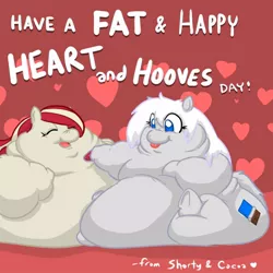 Size: 650x650 | Tagged: artist:askcocoamtn, artist:glwuffie, derpibooru import, fat, hearts and hooves day, morbidly obese, obese, oc, oc:cocoa mountain, safe, unofficial characters only