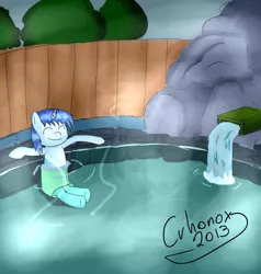 Size: 1280x1344 | Tagged: 30 minute art challenge, artist:crhonox, derpibooru import, hot springs, oc, safe, towel, unofficial characters only