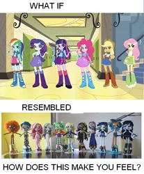 Size: 514x620 | Tagged: safe, derpibooru import, equestria girls, backpack, balloon, boots, clothes, cowboy boots, doll, eqg promo pose set, equestria girls minis, equestria girls prototype, galaxy girls, hallway, high heel boots, hilarious in hindsight, jewelry, line-up, lockers, milky way and the galaxy girls, skirt, socks, toy