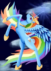 Size: 680x940 | Tagged: safe, artist:phenri, derpibooru import, rainbow dash, alicorn, pony, alicornified, race swap, rainbowcorn