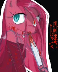 Size: 800x1000 | Tagged: anthro, artist:maroonriver, blood, derpibooru import, fanfic:cupcakes, grimdark, knife, pinkamena diane pie, pinkie pie