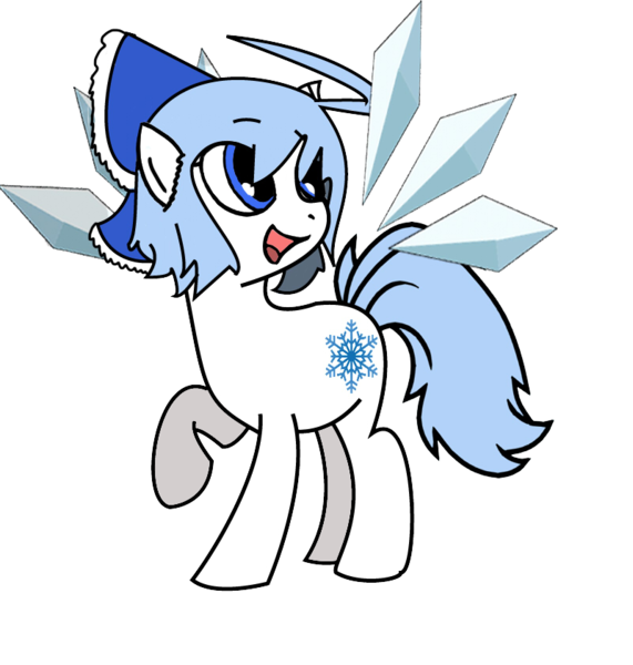 Size: 800x840 | Tagged: artist:arcza, cirno, derpibooru import, fairy, fairy pony, original species, ponified, safe, touhou