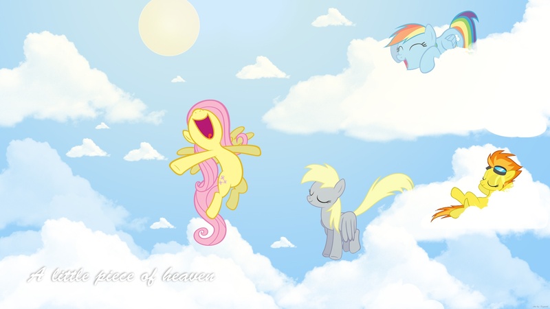 Size: 1920x1080 | Tagged: safe, artist:datnaro, artist:hawk9mm, artist:kigaroth, artist:lazypixel, artist:shho13, derpibooru import, edit, derpy hooves, fluttershy, rainbow dash, spitfire, pegasus, pony, cloud, cloudy, female, mare, sky, vector, wallpaper, wallpaper edit