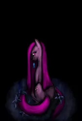 Size: 900x1328 | Tagged: artist:thewraithofwolf, dark, derpibooru import, pinkamena diane pie, pinkie pie, poison joke, semi-grimdark, solo