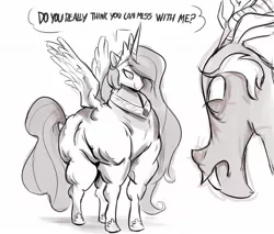 Size: 1283x1092 | Tagged: dead source, derpibooru import, discord, fetish, muscle fetish, muscles, overdeveloped muscles, princess celestia, princess musclestia, safe