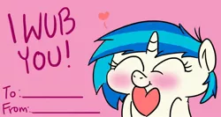 Size: 1080x576 | Tagged: artist:radhannah, ask filly vinyl, derpibooru import, filly, i wub you, safe, valentine, vinyl scratch