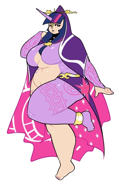 Size: 2369x3664 | Tagged: suggestive, artist:grim-kun, artist:grimkun, derpibooru import, twilight sparkle, twilight sparkle (alicorn), human, bbw, breasts, busty twilight sparkle, fat, female, hidden wings, horned humanization, humanized, midna, midna sparkle, nintendo, obese, pun, the legend of zelda, the legend of zelda: twilight princess, twilard sparkle, winged humanization