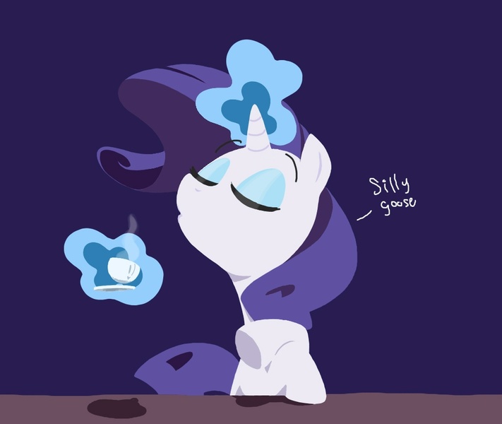 Size: 1021x861 | Tagged: artist:burrburro, cutout, derpibooru import, drink, eyes closed, lineless, magic, motherbucking fabulous, raritea, rarity, safe, silly goose, tea, telekinesis