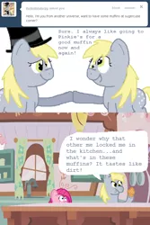 Size: 640x960 | Tagged: safe, artist:askmspaintderpy, derpibooru import, derpy hooves, pinkie pie, earth pony, pegasus, pony, ask, british, comic, implied cupcakes, muffin, pinkamena diane pie, self ponidox, tumblr