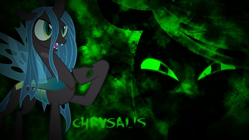 Size: 1920x1080 | Tagged: artist:kigaroth, artist:makintosh91, artist:mkovic, derpibooru import, edit, queen chrysalis, safe, vector, wallpaper, wallpaper edit