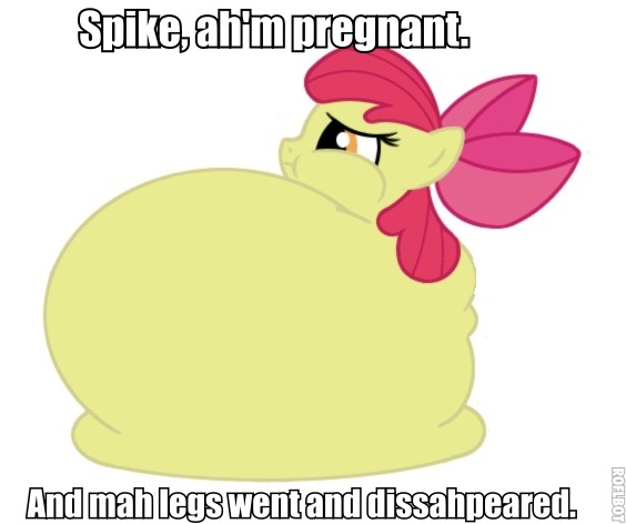 Size: 564x472 | Tagged: apple bloom, belly, blob, blob ponies, edit, fat, hyper, hyper pregnancy, image macro, implied foalcon, implied spikebloom, lordryu fat edit, meme, morbidly obese, obese, pregnant, questionable, roflbot, shipping, text, wat