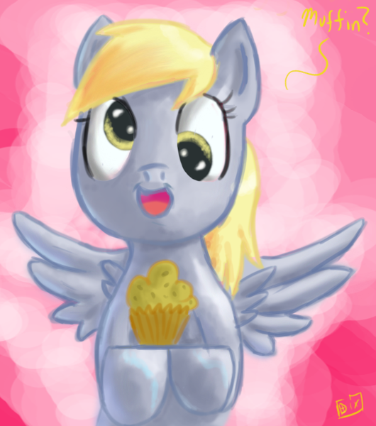 Size: 588x666 | Tagged: safe, artist:dixketl, derpibooru import, derpy hooves, pegasus, pony, female, mare, muffin, solo