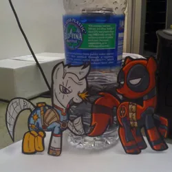 Size: 612x612 | Tagged: artist:dirtreynoldsdfw, cable, deadpool, marvel, paper child, ponified, safe, x-men