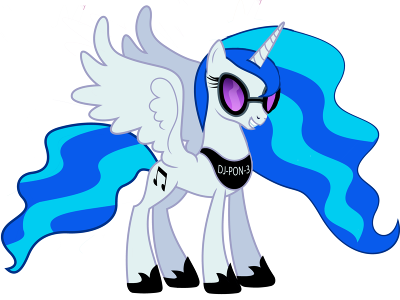 Size: 6000x4500 | Tagged: source needed, safe, artist:riahz, derpibooru import, vinyl scratch, alicorn, pony, absurd resolution, cutie mark, female, hooves, horn, mare, simple background, smiling, solo, spread wings, sunglasses, teeth, text, transparent background, vector, vinylcorn, wings