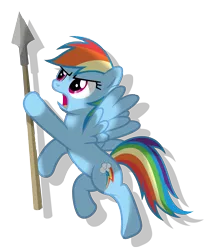 Size: 4658x5686 | Tagged: safe, artist:austiniousi, derpibooru import, rainbow dash, pegasus, pony, absurd resolution, simple background, solo, spear, transparent background, vector